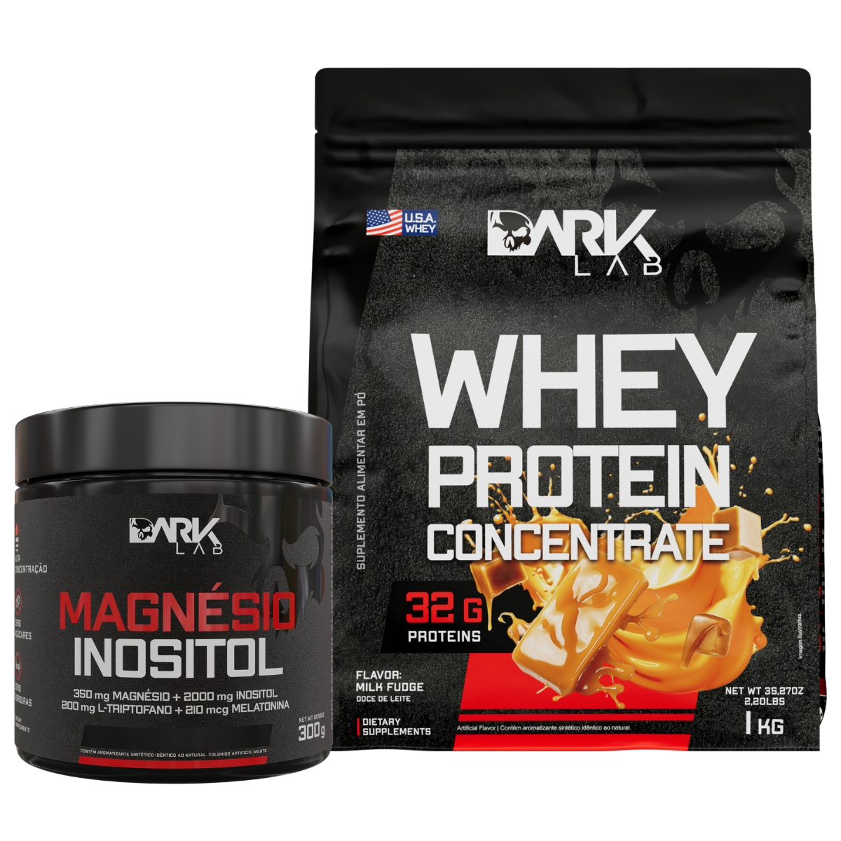 Magnésio Inositol 300g + Whey Protein Concentrado 1KG - Dark Lab