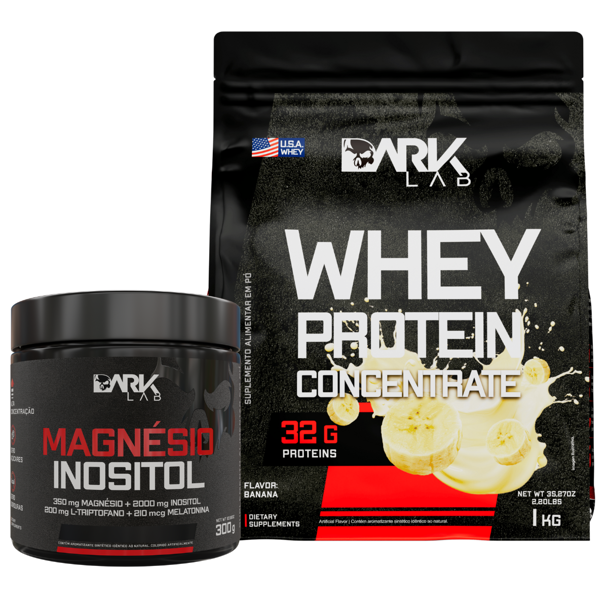 Magnésio Inositol 300g + Whey Protein Concentrado 1KG - Dark Lab