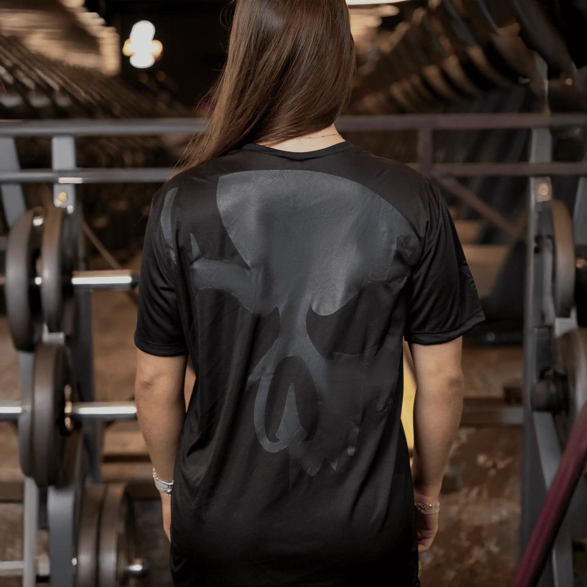 Camiseta Dry-fit Preta Caveira Dark Lab