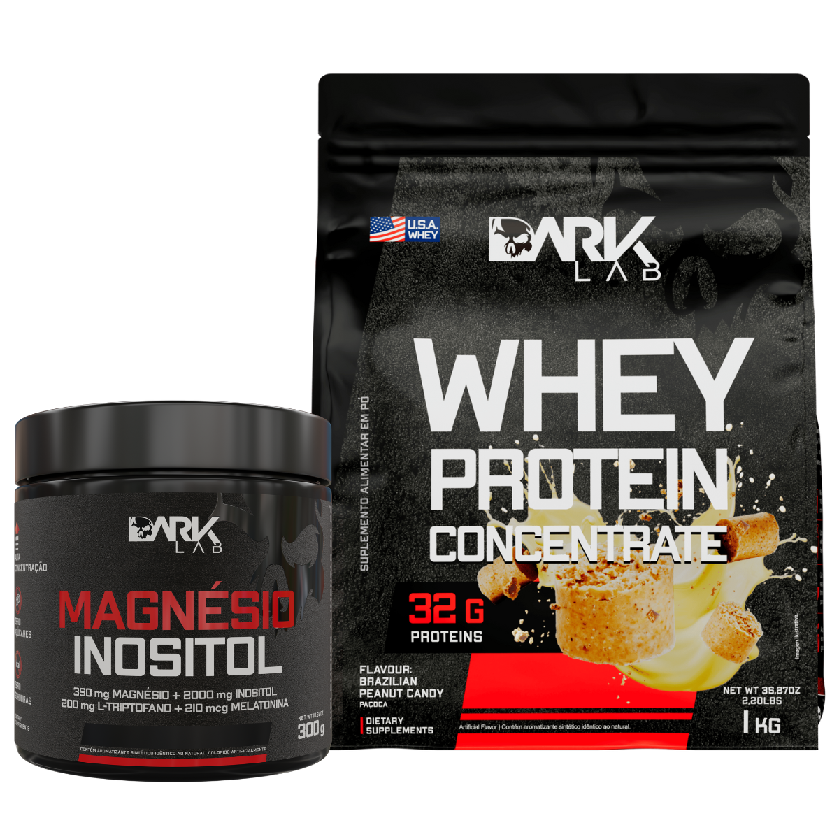 Magnésio Inositol 300g + Whey Protein Concentrado 1KG - Dark Lab
