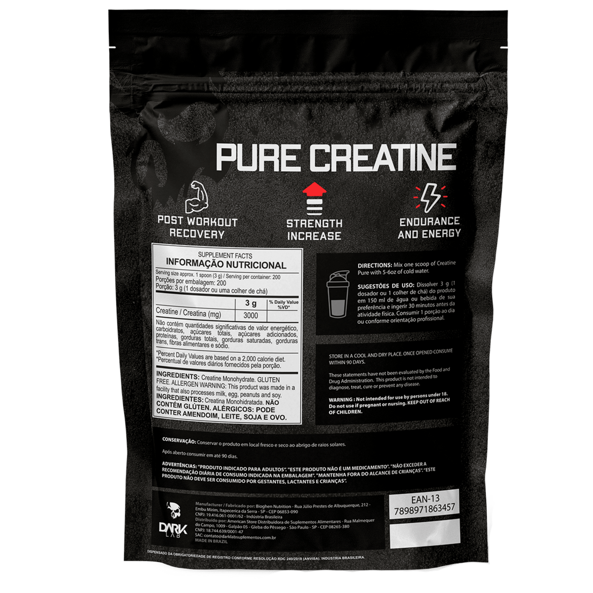 Kit 2x Creatina Pura 500g - Dark Lab