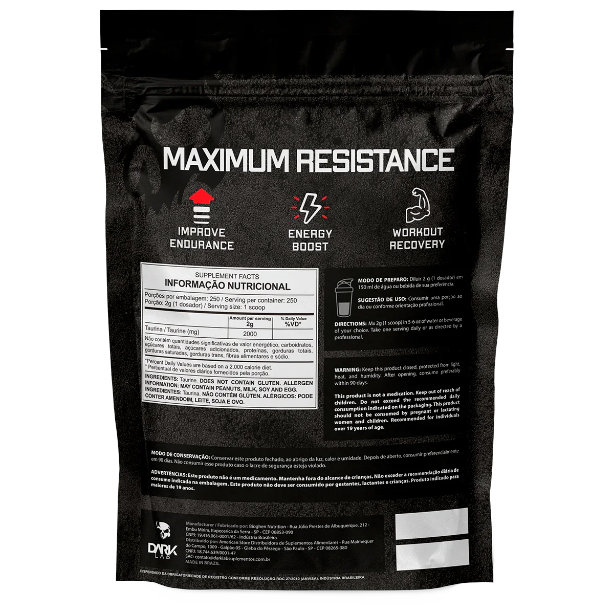 Taurine Refil 500g Dark Lab