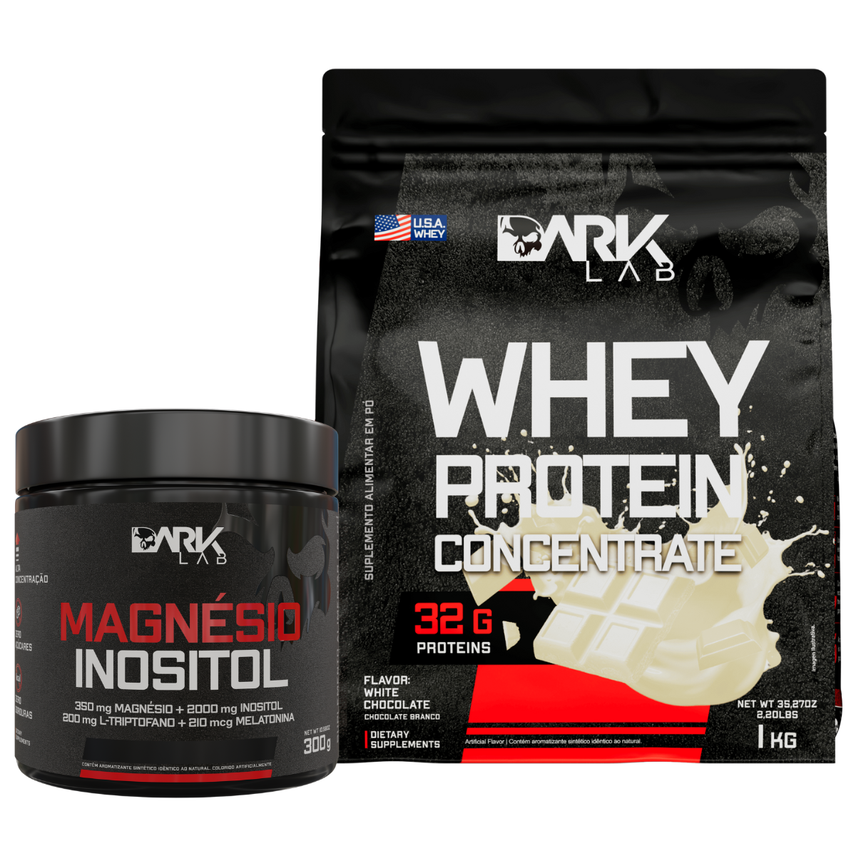 Magnésio Inositol 300g + Whey Protein Concentrado 1KG - Dark Lab