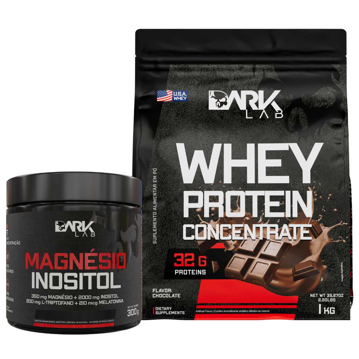 Magnésio Inositol 300g + Whey Protein Concentrado 1KG - Dark Lab