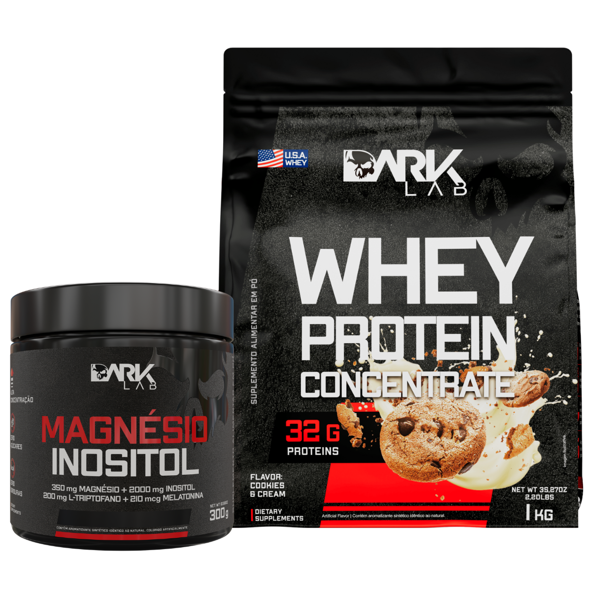 Magnésio Inositol 300g + Whey Protein Concentrado 1KG - Dark Lab